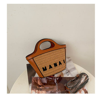 FLOWERSVERSE 2025 Holiday beach straw bag woven vegetable basket women's bag Japanese summer niche messenger bag handheld straw bag women