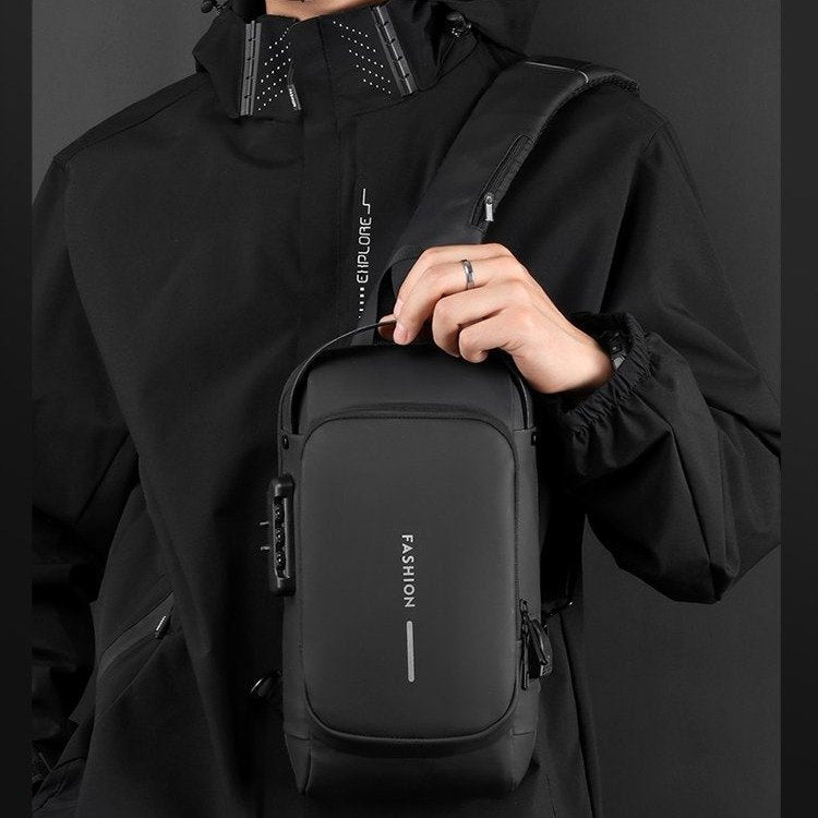 FLOWERSVERSE New Chest Bag Men's Backpack USB Charging Backpack Shoulder Chest Bag Commuter Backpack Waterproof Crossbody Chest Bag