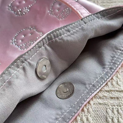 FLOWERSVERSE  Xiaohongshu New Kitty Hot Rhinestone Full Printed Satin Silk Bag Cute High Sense Mini Tote Handbag Female