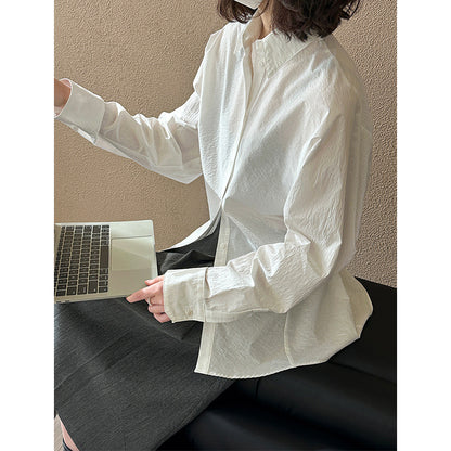 2025  Spring New Shirt Women's Waist Lapel Long Sleeve Design Commuter Style Shirt 5002