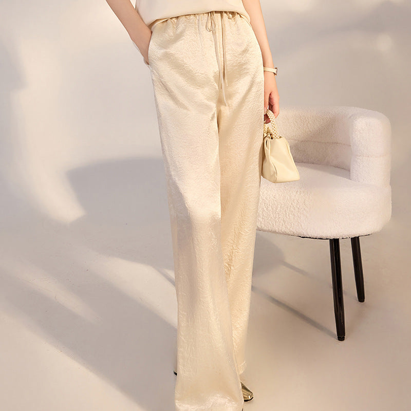 new new Chinese light national style solid color simple acetic acid casual pants high-end light luxury trousers M4082