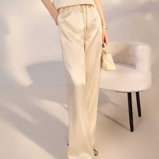 new new Chinese light national style solid color simple acetic acid casual pants high-end light luxury trousers M4082