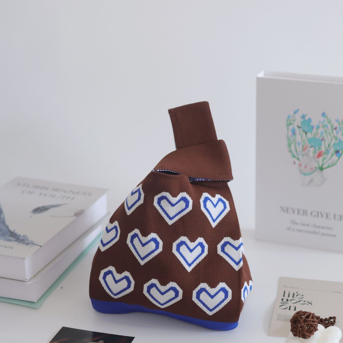 FLOWERSVERSE  INS Internet Hot New Handbag Women's Knitted Bag Japanese and Korean Style All-Match Hand Carrying Casual Tote Bag Factory Wholesale