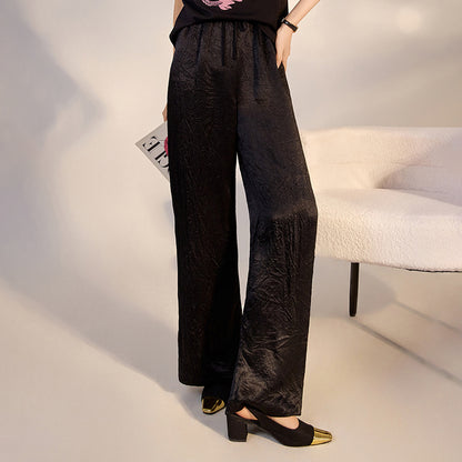new new Chinese light national style solid color simple acetic acid casual pants high-end light luxury trousers M4082