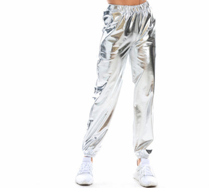 FLOWERSVERSE  Cross-Border New Arrival Casual Sports Street Hip Hop Party Shiny Colorful Trousers Hologram Laser Loose Women's Pants