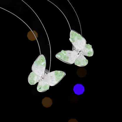 2025 Simple and versatile, high-end sense, super fairy personality, fashion earrings, high-end niche blue crystal butterfly stud earrings, women