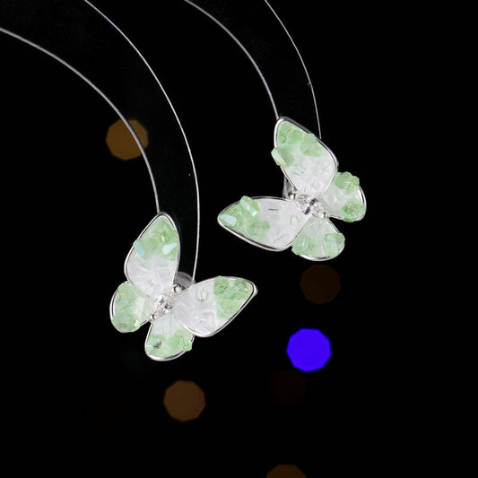 2025 Simple and versatile, high-end sense, super fairy personality, fashion earrings, high-end niche blue crystal butterfly stud earrings, women