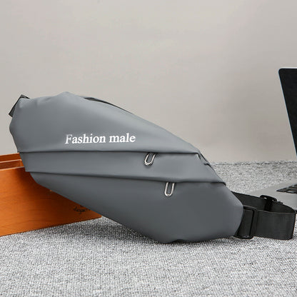 2025 New trendy men's breast bag, casual messenger bag, men's high-end sense, single shoulder messenger bag, simple travel satchel.
