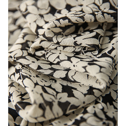 2025 Heavy silk bubble sleeve dress, mulberry silk spring floral skirt  summer new  women's clothing