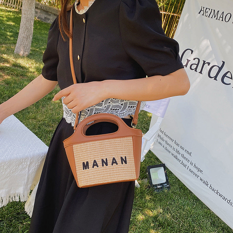 FLOWERSVERSE  2022 New Foreign Trade Women's Straw Bag Vegetable Basket Small Bag Fashion New All-Match Shoulder Crossbody Mini Small Bag