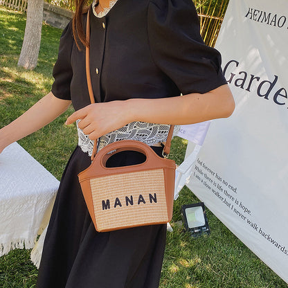 FLOWERSVERSE  2022 New Foreign Trade Women's Straw Bag Vegetable Basket Small Bag Fashion New All-Match Shoulder Crossbody Mini Small Bag