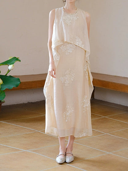 2025 New Chinese dress  spring and summer new original national style women's clothing Tencel jacquard improved long dress