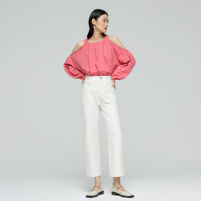 2025 Jeans Women's Autumn Lycra Universal Elastic White Elegant Smart Tall Skinny Women's Nine-point Jeans