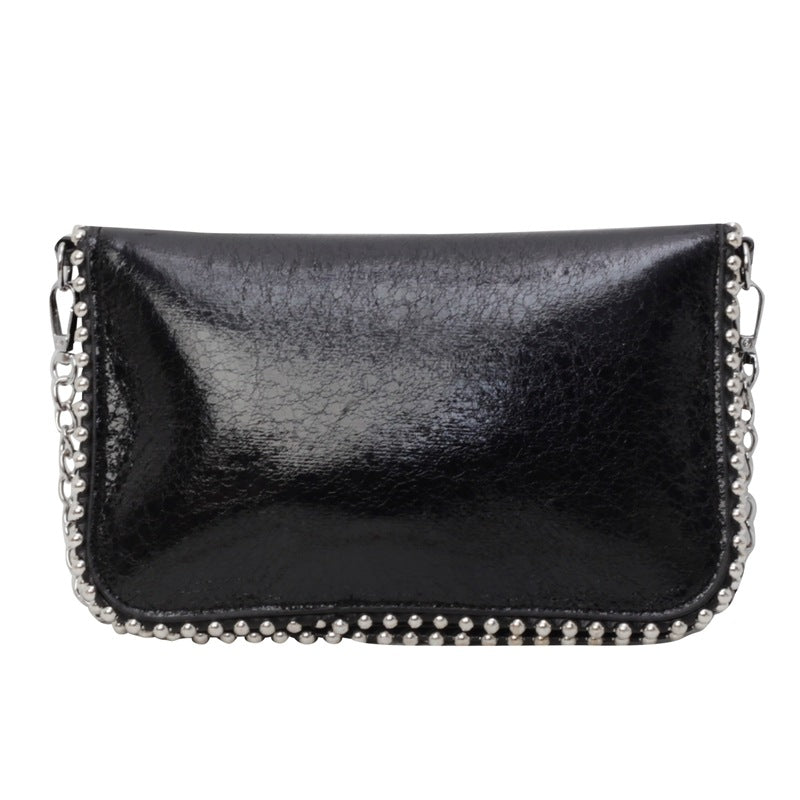 FLOWERSVERSE 2025 Cross-border new chain envelope bag, high-end niche design bead chain matte leopard print bag, messenger women's bag.