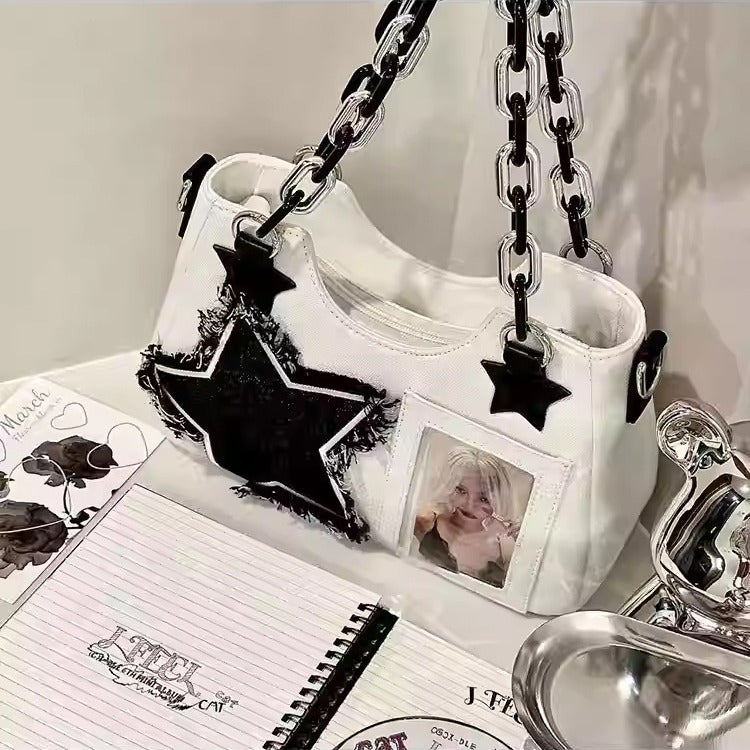 FLOWERSVERSE 2025 Denim Pain Bag Small Food Crossbody Bag Daily popular New Medieval Spice Girl y2k Shoulder Bag Japanese Handbag