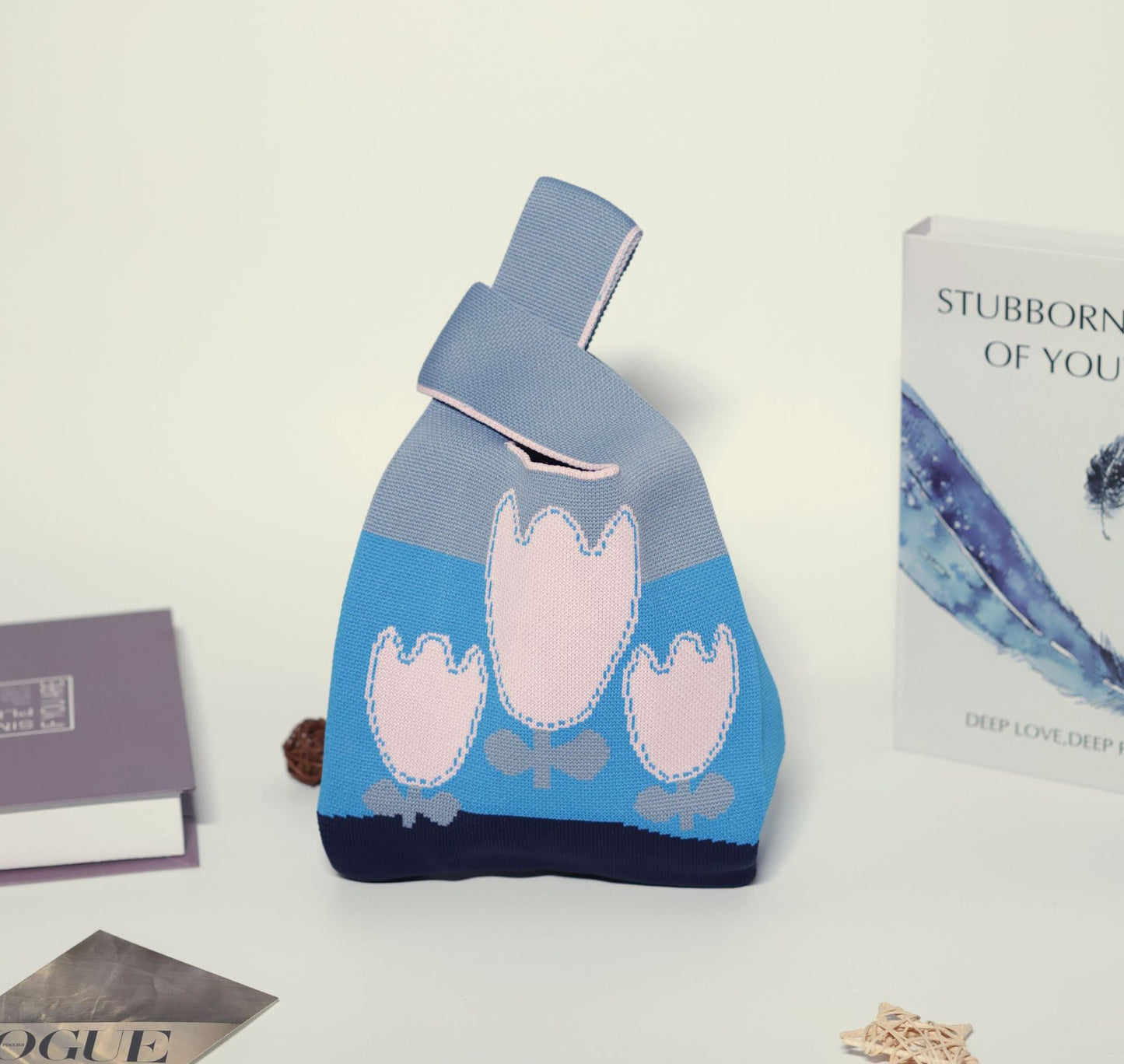 FLOWERSVERSE  INS Internet Hot New Handbag Women's Knitted Bag Japanese and Korean Style All-Match Hand Carrying Casual Tote Bag Factory Wholesale