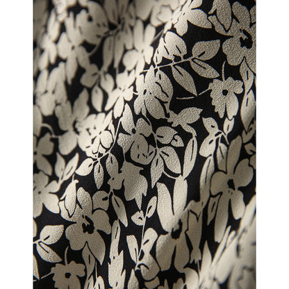 2025 Heavy silk bubble sleeve dress, mulberry silk spring floral skirt  summer new  women's clothing