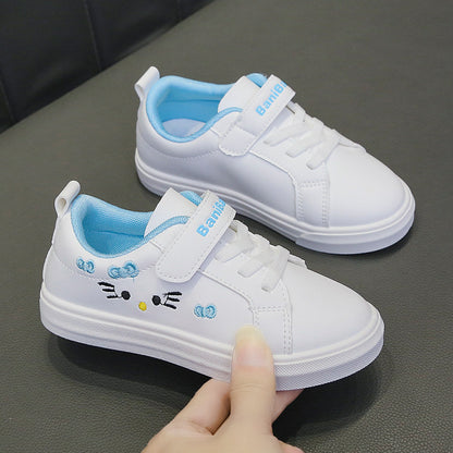 flowersverse Girls' Casual Shoes Sneaker Children's Sneakers Princess Shoes White Medium and Large Kids Shoes Little Girl Student White Shoes