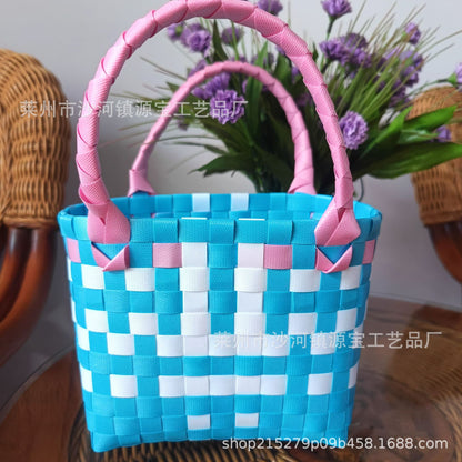 FLOWERSVERSE  Free Shipping Popular Small Bag Vegetable Basket PVC Woven Bag Open Children Small Clutch Hand Gift Bag Women's Bag