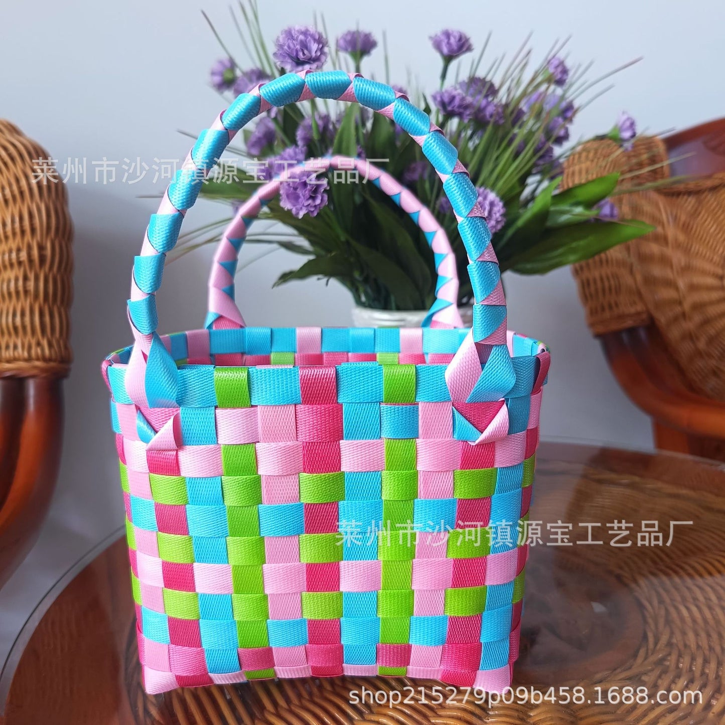 FLOWERSVERSE  Free Shipping Popular Small Bag Vegetable Basket PVC Woven Bag Open Children Small Clutch Hand Gift Bag Women's Bag