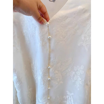 3587 Spot Lace Shirt Summer  New Premium Embroidered Shirt Large Size New Chinese National Style Top