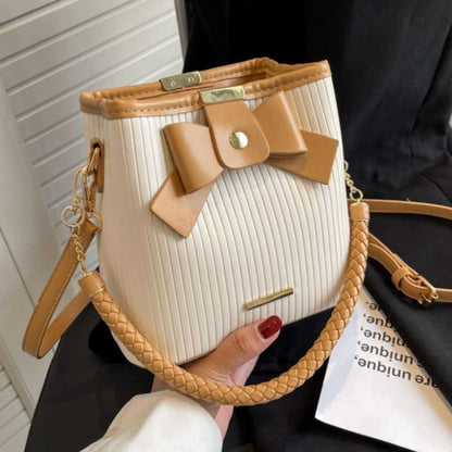 FLOWERSVERSE 2025 Niche design bow bag women's popular new trendy simple portable bucket bag high-end shoulder messenger bag