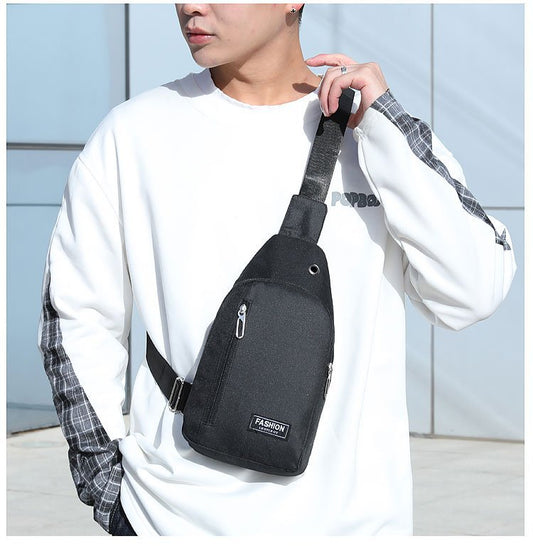 FLOWERSVERSE Factory Wholesale Men's Canvas Chest Bag Casual Sports Shoulder Bag Korean Style Men's Fashion Brand Chest Bag Shoulder Messenger Bag
