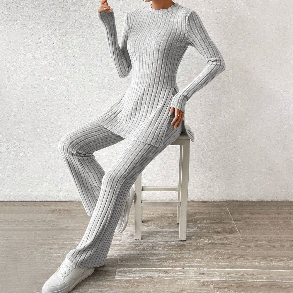 FLOWERSVERSE 2025 popular  New women's clothing simple lazy style fashion suit autumn and winter home solid color comfort two-piece set