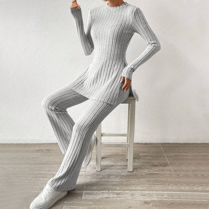 FLOWERSVERSE 2025 popular  New women's clothing simple lazy style fashion suit autumn and winter home solid color comfort two-piece set