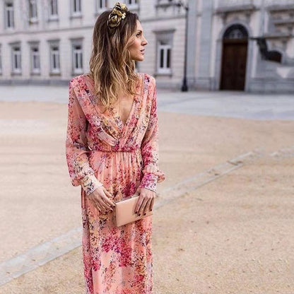 Cross-border Summer New Women's Skirt Skinny Dress Sexy Neck Lace Printed Waist Pendulum Dress