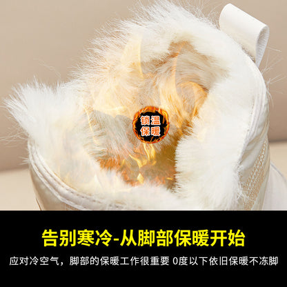 2025 SHI snow boots women's velvet thickened warm  winter new tall thick-soled cotton boots Martin boots women's medium boots