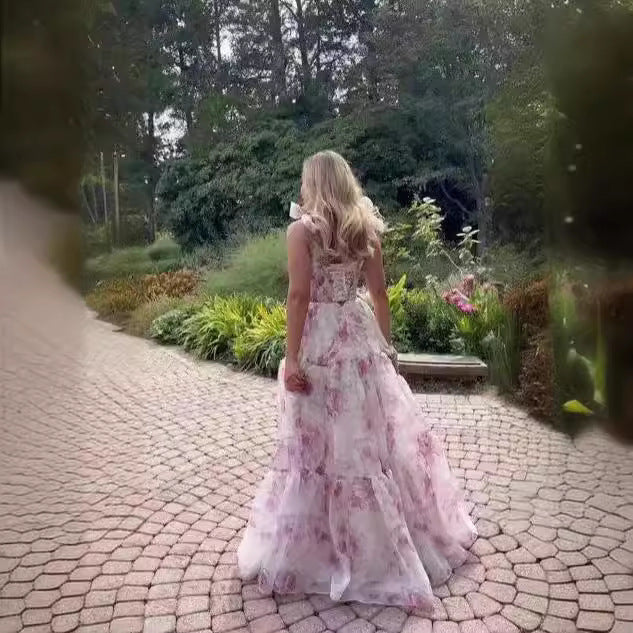 FLOWERSVERSE 2025New  new off-the-shoulder 2025 women's clothing fashion organza fairy long temperament evening dress dress