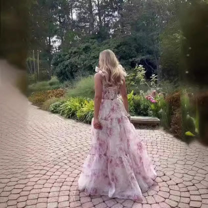 FLOWERSVERSE 2025New  new off-the-shoulder 2025 women's clothing fashion organza fairy long temperament evening dress dress