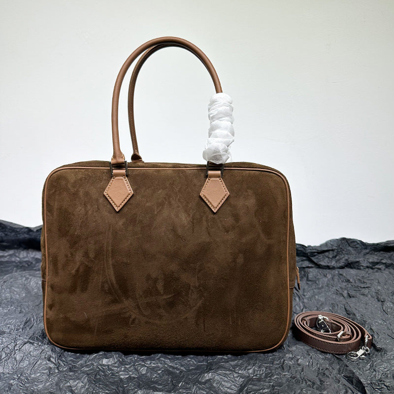 FLOWERSVERSE  High-End Quality  New First Layer Cowhide FINSBURY Leather Feather Bag Versatile Retro Handbag Women's Small Square Bag