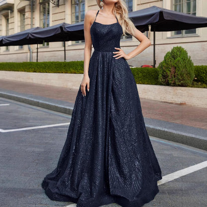 FLOWERSVERSE 2025 2025 Popular trade fashion suspender suspender flash banquet event atmosphere thin long dress evening dress