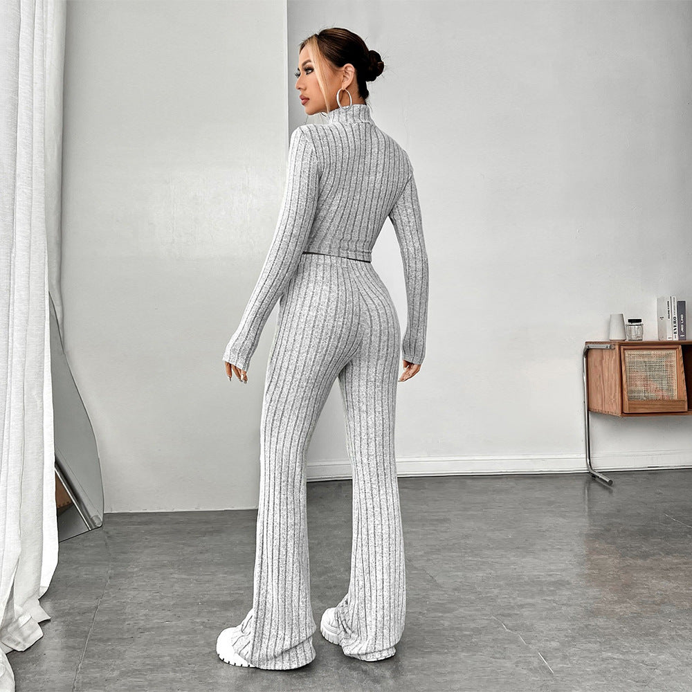 FLOWERSVERSE 2025 Hot Sale Women's Clothing in International Station Solid Color Simple Style Fashion Suit Autumn and Winter Fashion Casual Sports Temperament Two-piece Set