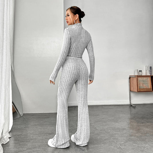 FLOWERSVERSE 2025 Hot Sale Women's Clothing in International Station Solid Color Simple Style Fashion Suit Autumn and Winter Fashion Casual Sports Temperament Two-piece Set