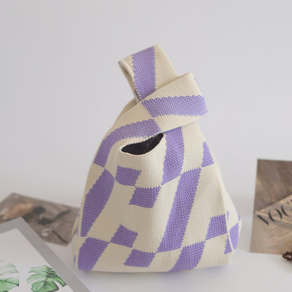 FLOWERSVERSE  INS Internet Hot New Handbag Women's Knitted Bag Japanese and Korean Style All-Match Hand Carrying Casual Tote Bag Factory Wholesale