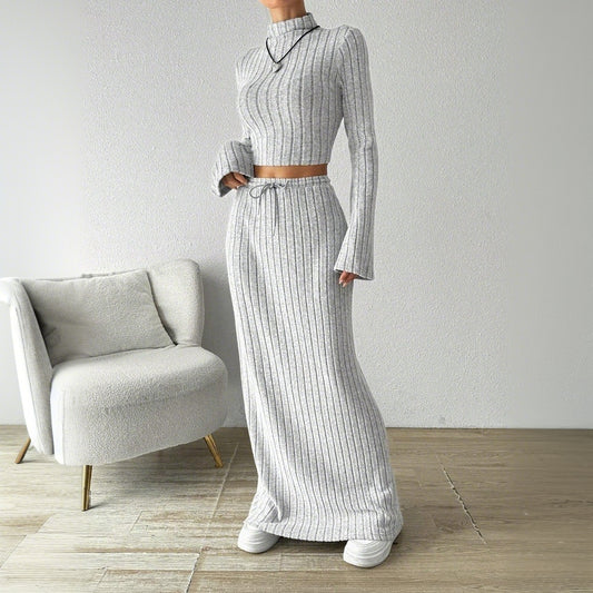 FLOWERSVERSE 2025 New women's clothing simple casual fashion set popular autumn and winter new versatile commuter knitted two-piece set