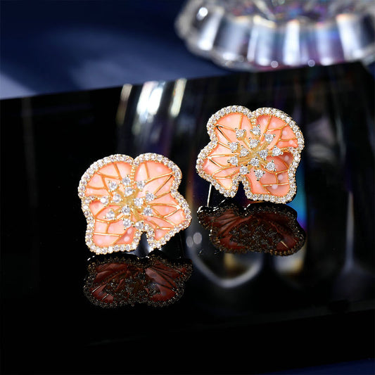 2025 Fashion niche light luxury S925 silver needle trendy camellia high-end temperament exquisite explosive stud earrings wholesale