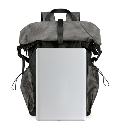 2025 New men's backpack backpack folding roll mouth trend fashion tooling function wind travel leisure backpack men