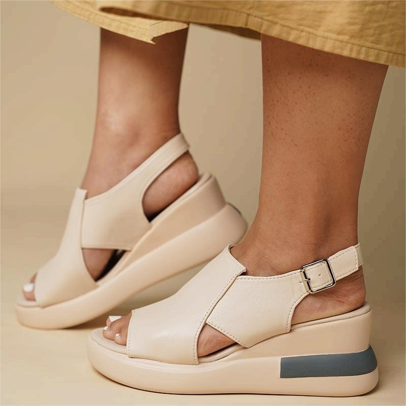 Amozae Sandals for Women Summer Wedge Heel Thick Round Toe Fish Mouth Platform Lady Sandals Fashion Cozy Leisure Puls Female Shoes