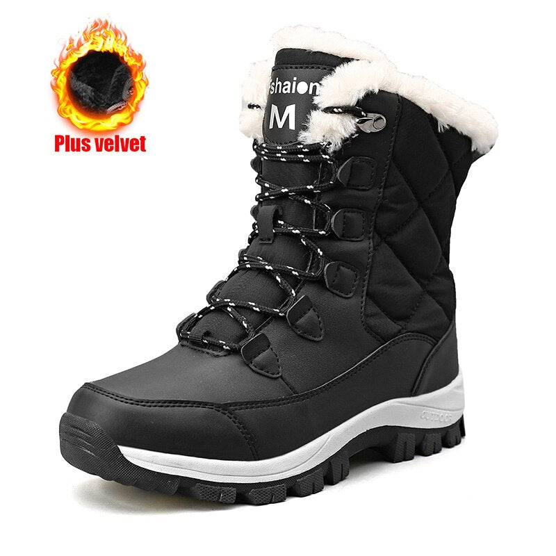 flowersverse Women's Winter High Boot With Fur Snow Boot Warm Puffy Boots For Women Water Proof White Platform Boot Shoes 41 Mid Calf Boots