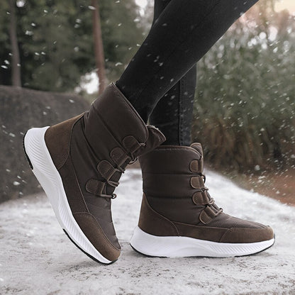 flowersverse Women Boots Winter White Snow Boot Short Style Upper Non-Slip Quality Plush Botas  Invierno Platform Shoes  Botas Mujer