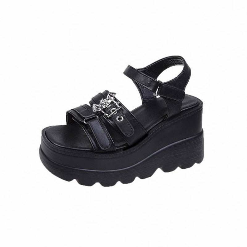 Amozae  Women's Platform Sandals Fashion Punk Gothic Wedge Sandals Women Platform Casual Woman High Heels Sandales Femmes Été