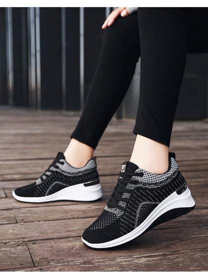 Amozae  Ladies Platform Sneakers Fashion Versatile Flat Sneakers Mesh Breathable Ladies Casual Shoes Zapatos Casuales De Mujer