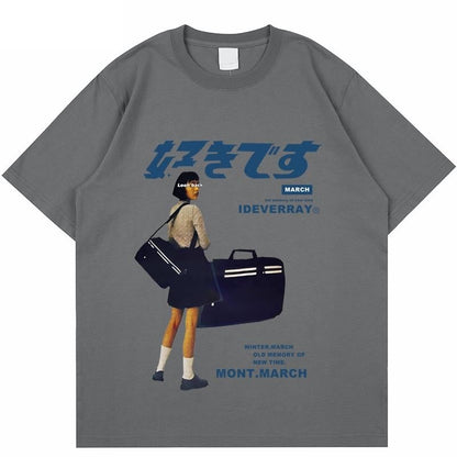 flowersverse Hip Hop Streetwear Y2k Tshirt Girl Japanese Kanji Print Oversized T Shirt Harajuku Summer Mens Short Cotton Sleeve Tops