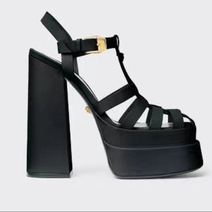 Amozae  Summer Ladies Sandals Mixed Color Buckle Platform Wedge Heel Brand Luxury Thick Heel Open Toe Women's Shoes Tacones Mujer