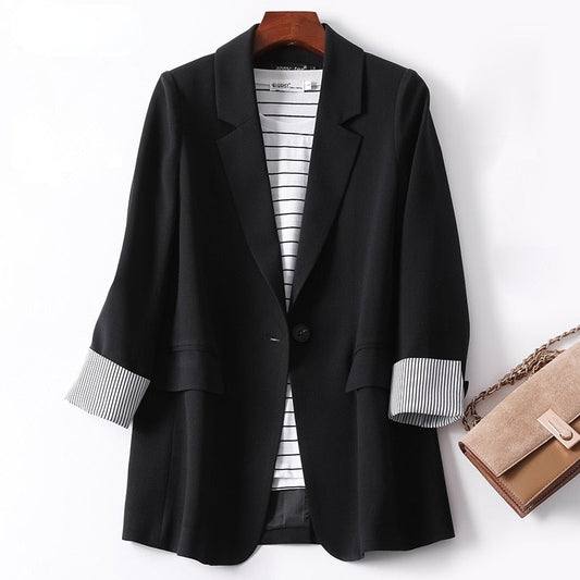 flowersverse Women's Long Sleeved Spring Casual Blazer New Fashion Business Solid Color Blazer Women's Office Blazer Women's Coat Jacket