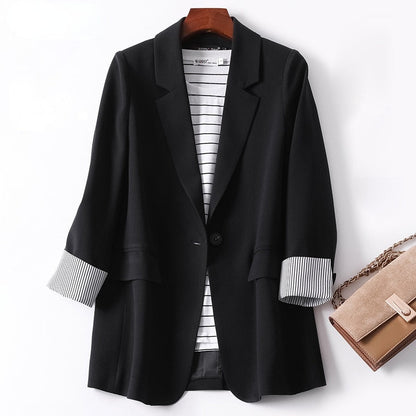 flowersverse Women's Long Sleeved Spring Casual Blazer New Fashion Business Solid Color Blazer Women's Office Blazer Women's Coat Jacket